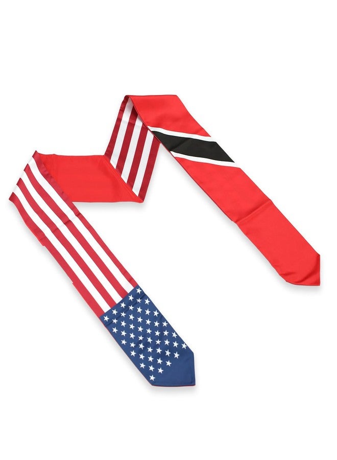 LLBFHH USA And Trinidad Flag Graduation Stole, Satin Embroidery Graduation Sash for International Students, 72 Inch Length. - Image 2